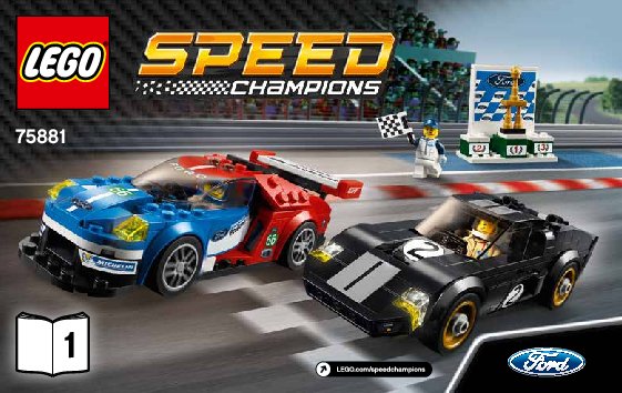 Bauanleitungen LEGO - Speed Champions - 75881 - 2016 Ford GT & 1966 Ford GT40: Page 1